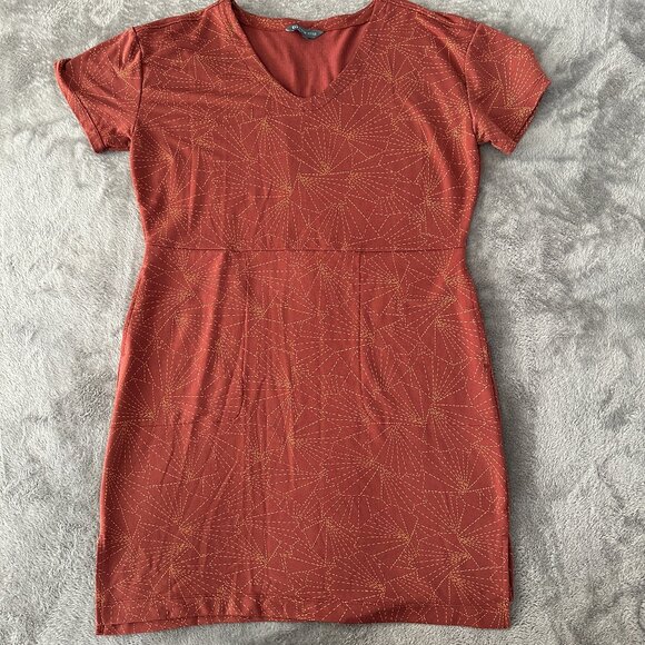 Title Nine Sashiko Tee Shirt Dress Pockets Short Sleeve Rust Women's LARGE - Picture 1 of 9